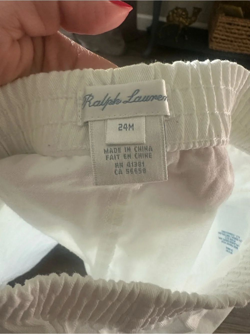 Kids Ralph Lauren White Chino Shorts with Navy Polo Logo and elastic waistband